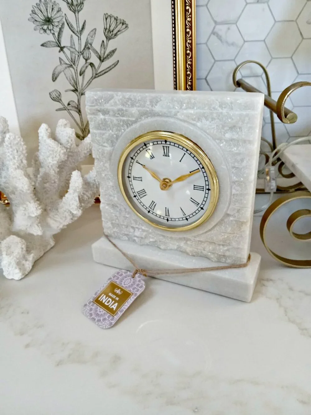 NEW! EXQUISITE NATURAL QUARTZ STONE CLOCK Oh MY!